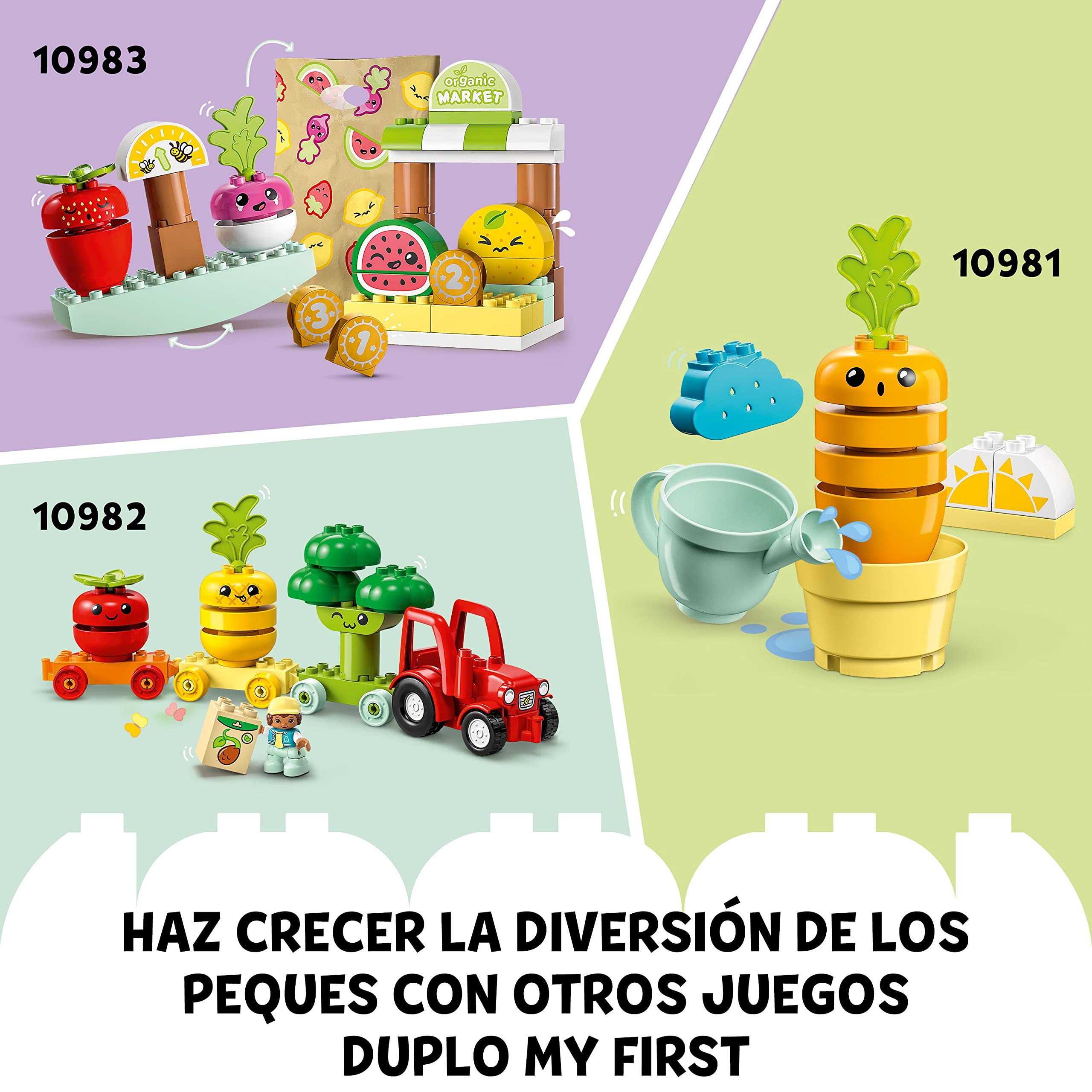 LEGO 10984 Duplo Huerto Orgánico con Caja de Almacenamiento, Juguetes para Bebés y Niños de 1 Año y Medio con Piezas de Fruta y Verdura, Juego Educativo, Regalo de Cumpleaños Infantil