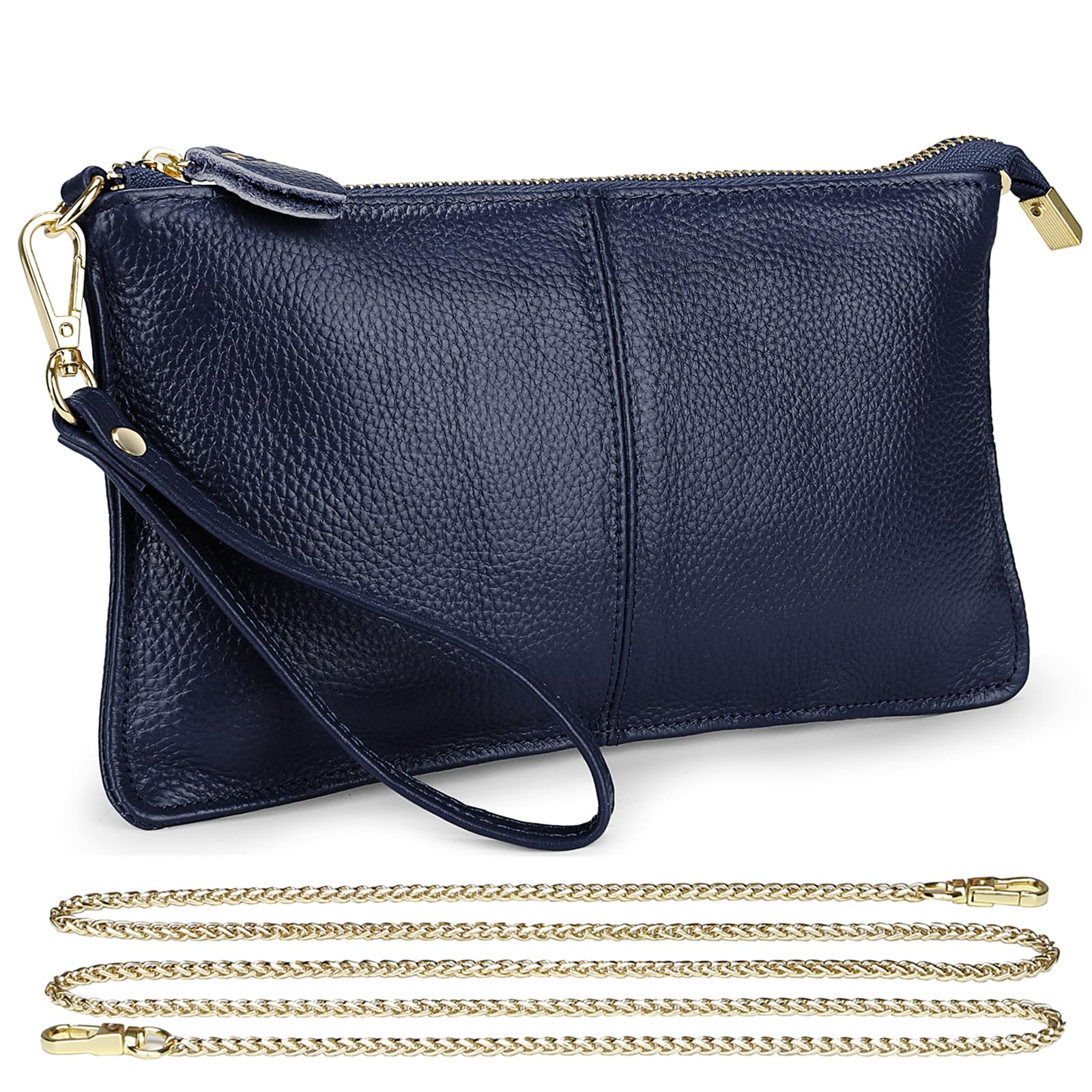 Uromee Genuine Leather Wristlet Wallet Clutch Purses with Detachable Chain