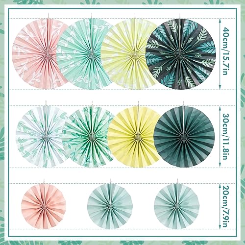 Miniatura 8 de SUNBEAUTY Paquete de 10 flores de papel para decoración de papel de pared, abanicos de papel para decoración de aula, papel floral, decoración de