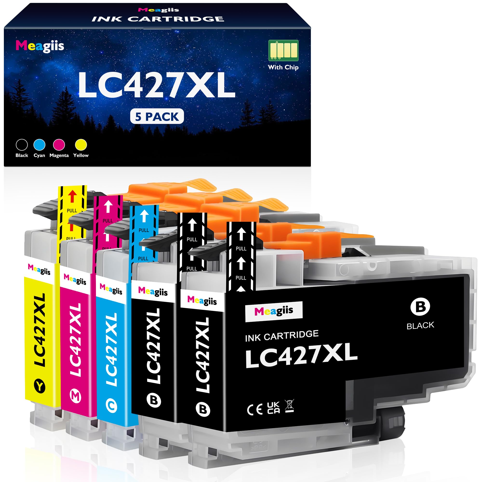 LC427XL Cartucce Compatibili con Brother LC427 XL MFC-J6955DW | Compatibili con Brother MFC-J5955DW, MFC-J6957DW, MFC-J6959DW, HL-J6010DW (5 Pezzi); Alta Resa: 6.000 nere, 5.000 colorate