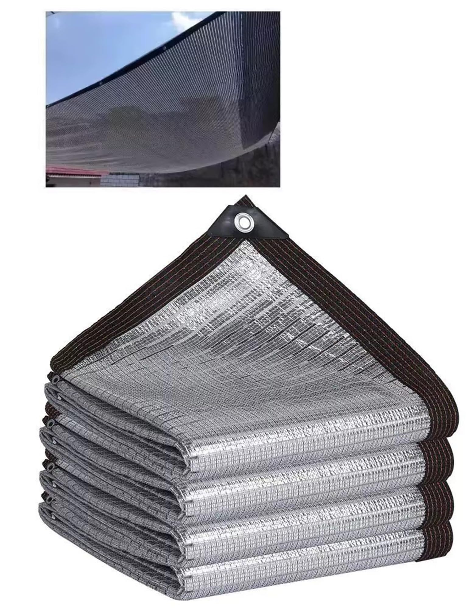 Générique Toile d'ombrage en Aluminium épais et renforcé pour Serre, Balcon, Jardin, pergola extérieure, abri de Voiture. avec Bords et œillets. Dimensions : 5 x 10 mètres (16,40 x 32,81 pi).