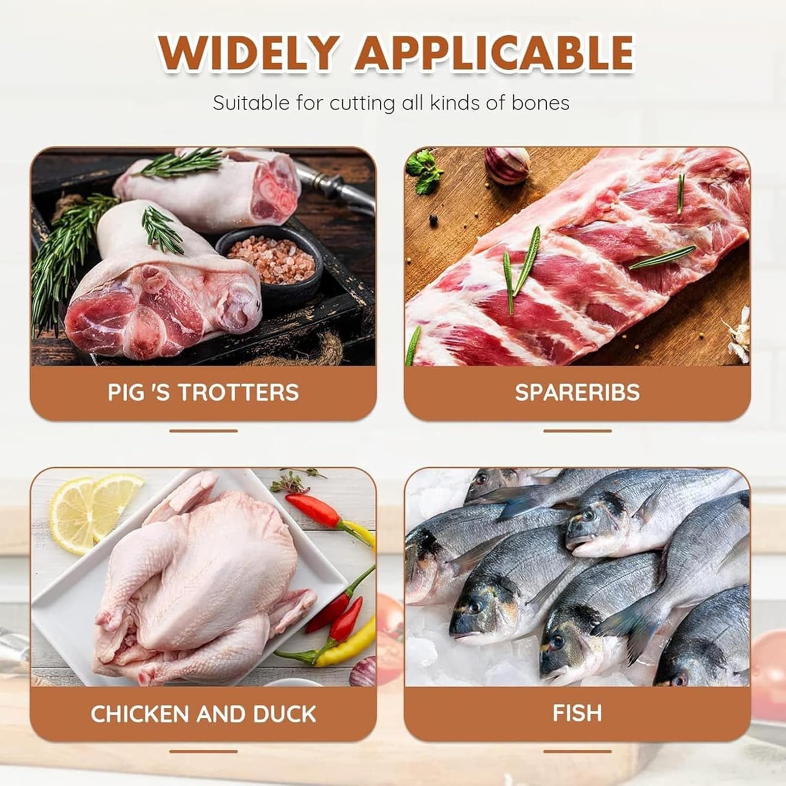 Cortador manual de huesos, picador de carne resistente con hoja de acero y bandeja de carne, perfecto para carne de res, cabra, cerdo y pescado, herramienta de corte eficiente y duradera