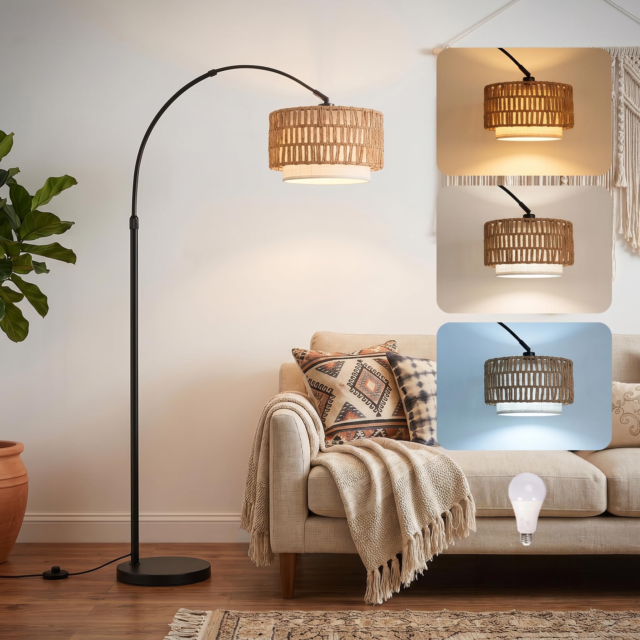 Photo 1 of NUBEAURA Arc Floor Lamp, Black, 61.5"-71.5" Height Adjustable