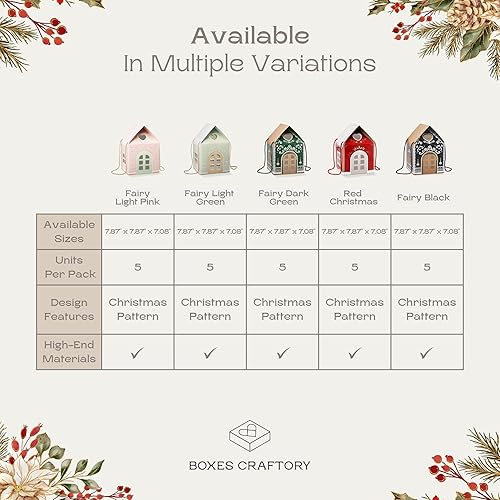 Miniatura 7 de Boxes Craftory Juego de 5 cajas de regalo con forma de casa (7.87 x 7.87 x 7.08 pulgadas), cajas de mansión ideales para cajas de regalo de Navidad