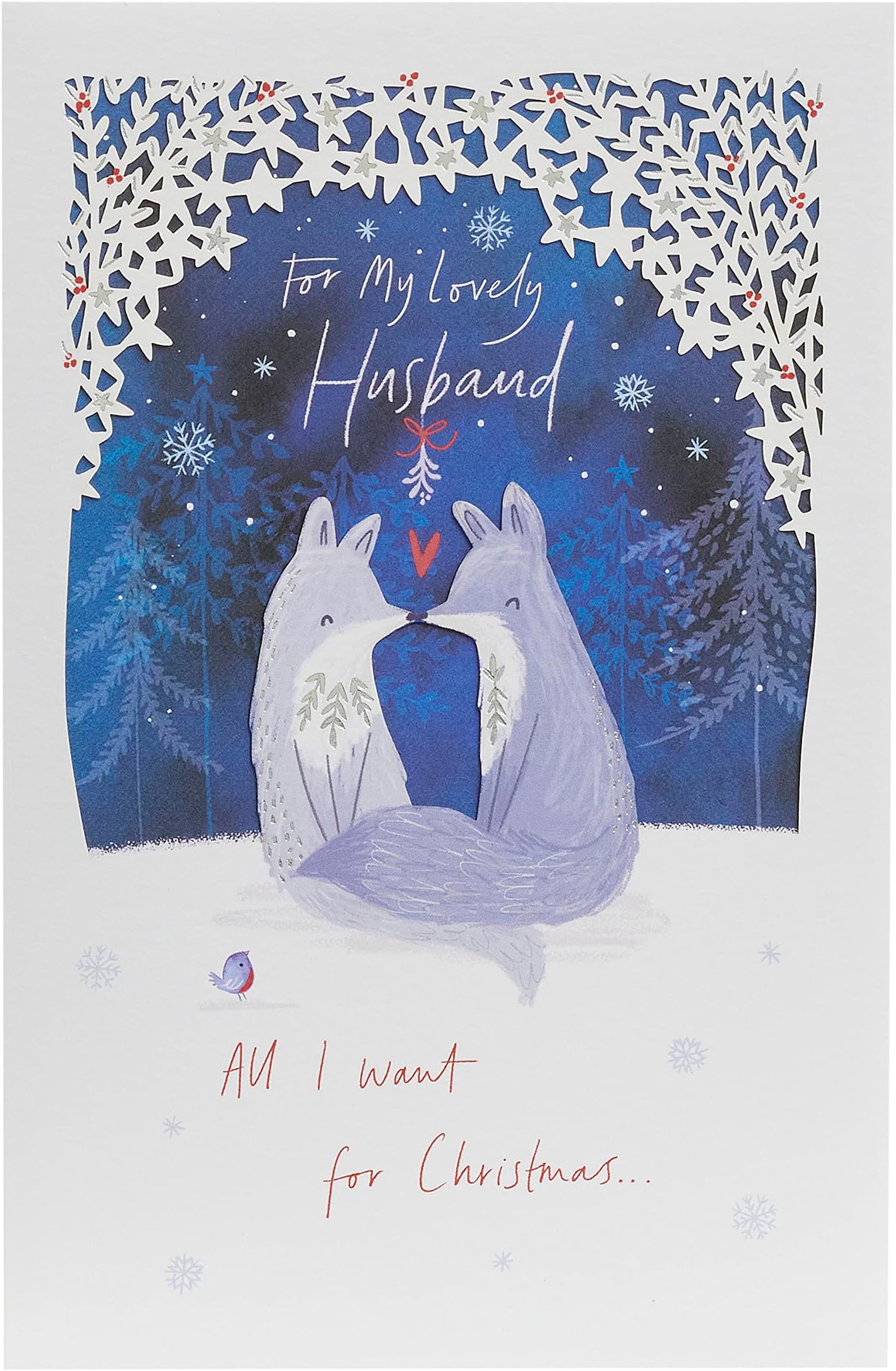 UK Greetings Christmas Card for Husband Fox Couple Design Amazon.co