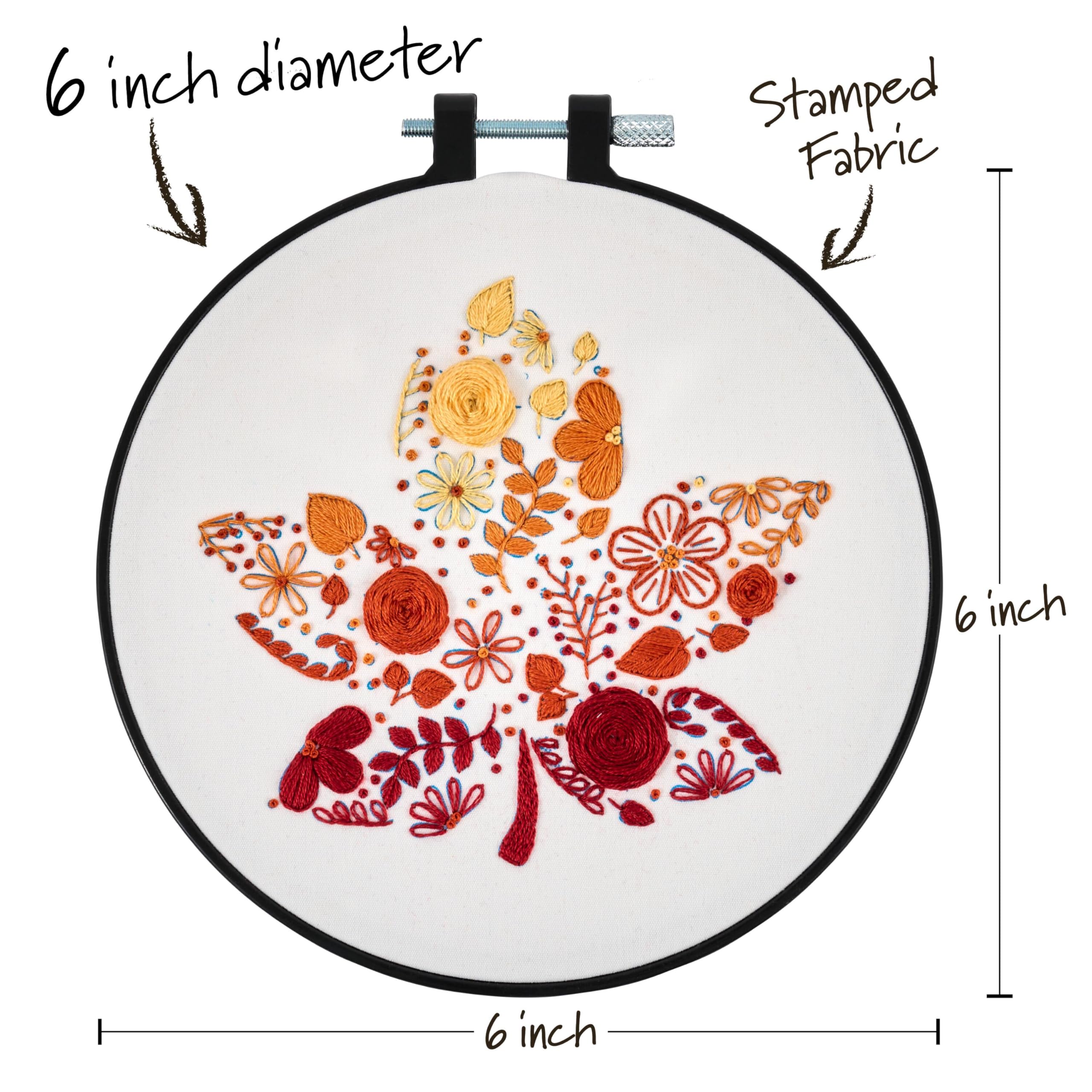 Bucilla, Autumn Foliage, Stamped Embroidery Kit, Includes 6
