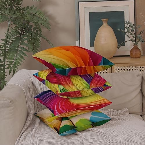 Miniatura 4 de Fundas Wilproo de cojín, juego de 4 con diseño de arcoíris, abstracto, estilo crayón, para sofá, automóvil, cama, 18 x 18 pulgadas