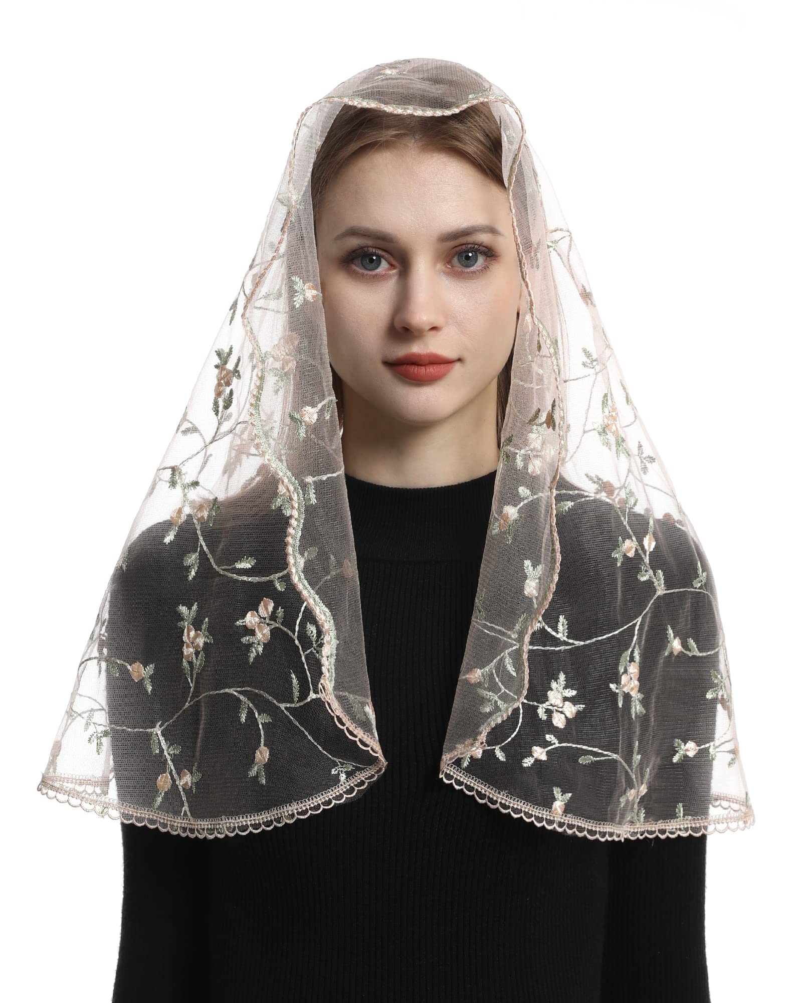 Catholic Church Mantilla Veil: Long Vintage Christian Latin Mass Head Covering Spanish Lace Chapel Veils for Women