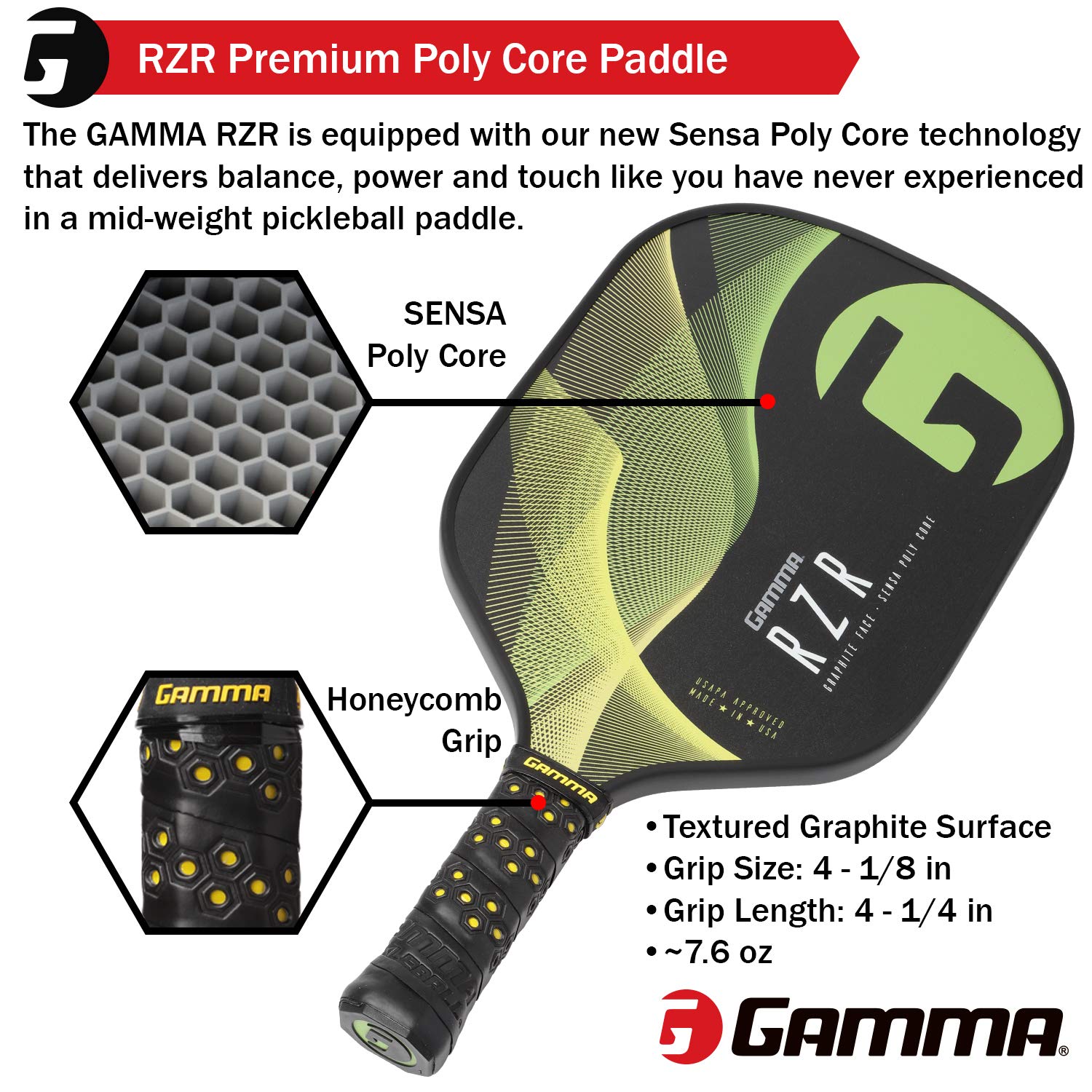 Amazon | ピックルボールPickleballパドル ガンマRZR | Gamma