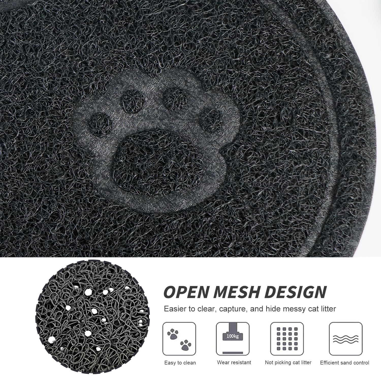 Cat Litter Mat, 2 and 1 Function, Suitable for Feeding Bowl Mat Cat Litter Tray Mat, 45 x 26 cm, Peanut Look Cat Litter Mat - Image 4