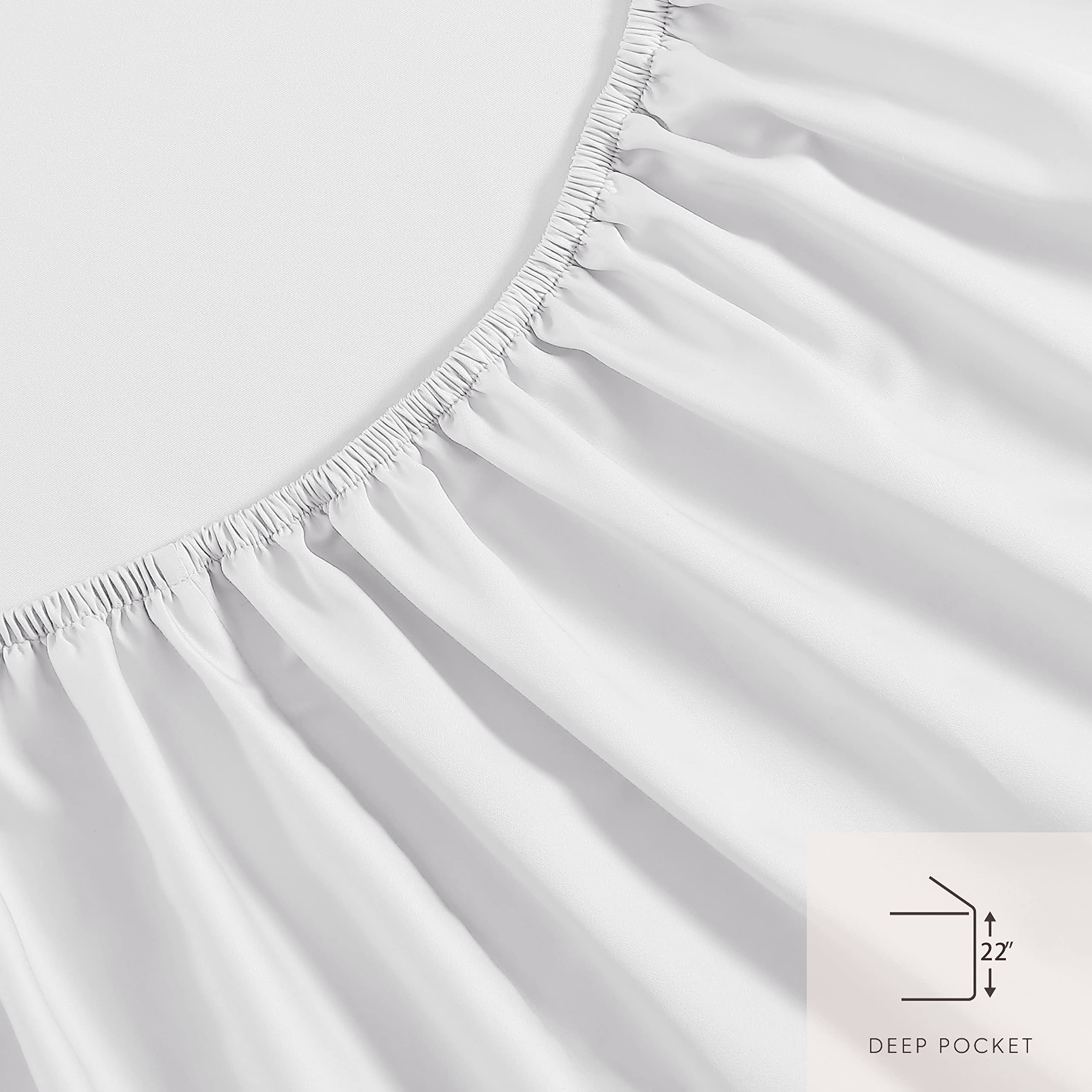 Laura Ashley- Queen Sheet Set, Luxury Sateen Cotton Bedding, 800 Thread Count, Soft & Smooth Home Decor (Solid White, Queen) - Image 4
