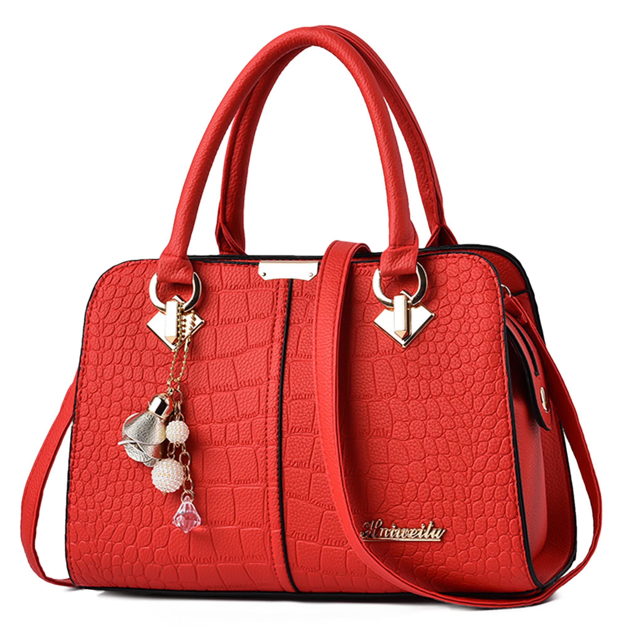 Borsa Donna Borsa a Mano - Media Moda Ornamenti Multitasche Pelle PU Impermeabile Leggera per Lavoro Quotidiano Viaggio Casual Shopper Rosso Ciliegia