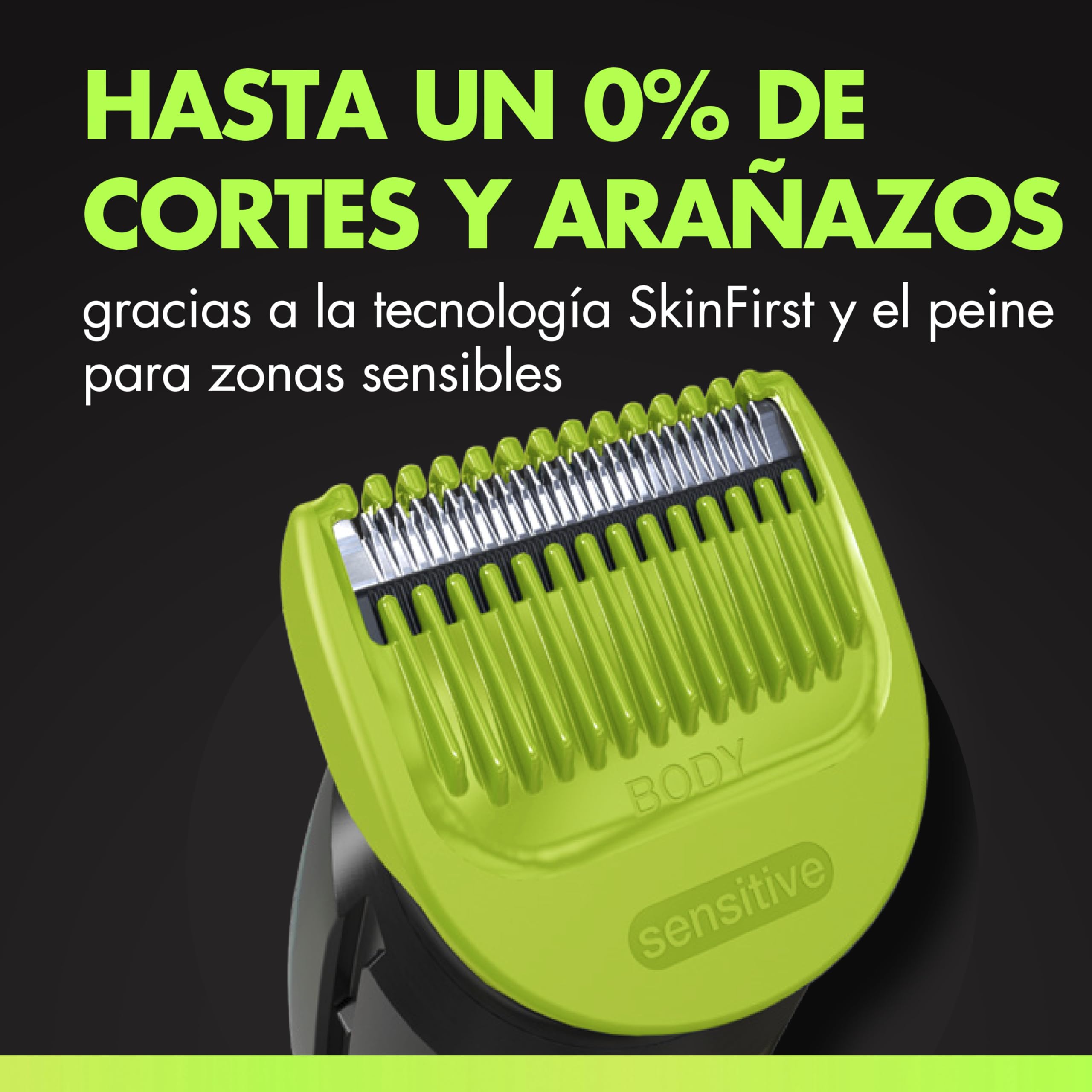GilletteLabs i5 Body + Intimate Afeitadora Corporal con 4 Peines Y Funda, Negro/Verde - Depiladora Corporal Hombre Impermeable, Tecnología Skinfirst, Recargable, Rasura el Cuerpo Y Zona íntima