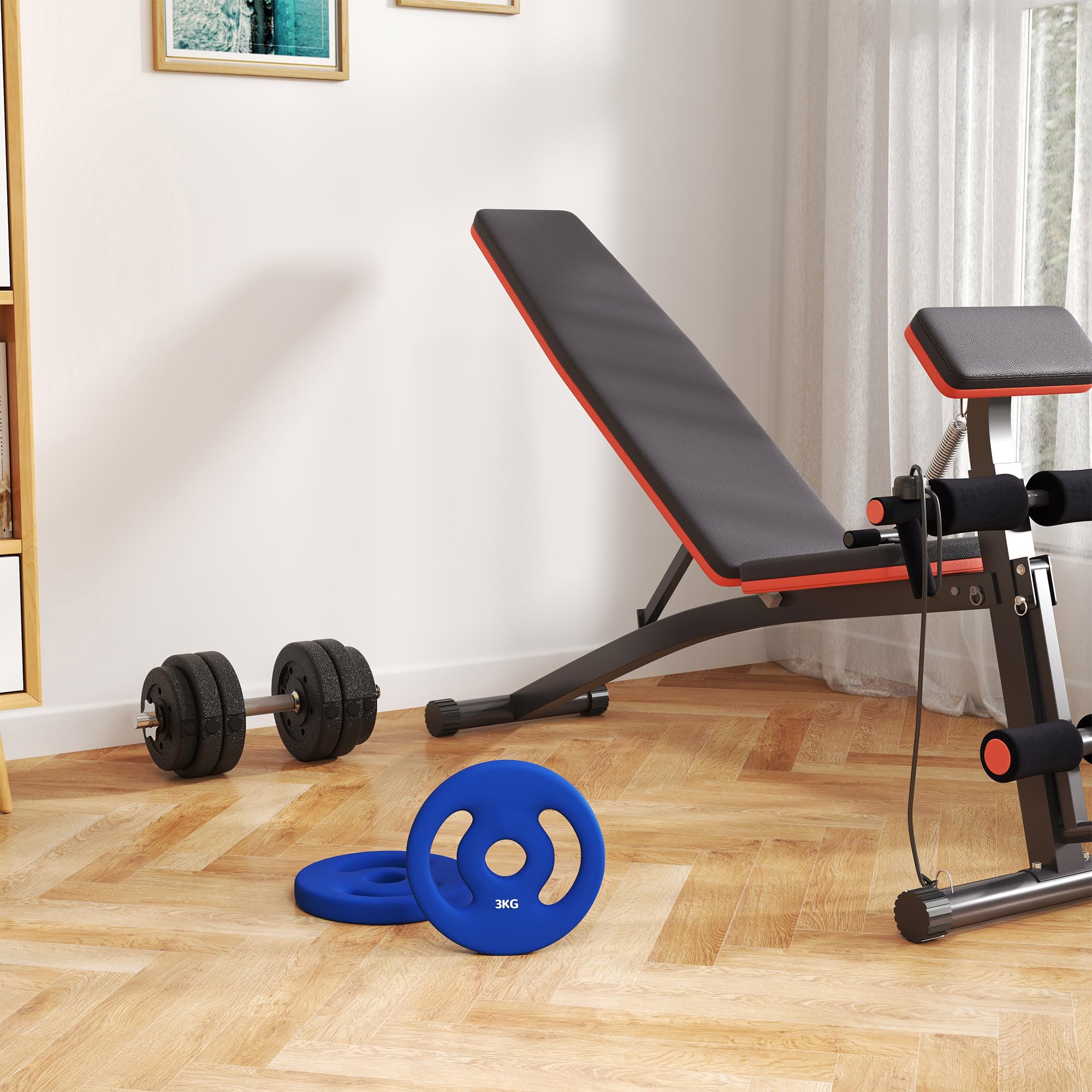 SPORTNOW Gewichtsplatte 2 x 3 kg, Hantelscheiben für Stangen Ø 2,5 cm, mit Griffen, leicht zu greifen, für Zuhause, Fitnessstudio, Gewichtheben, Metall, Blau