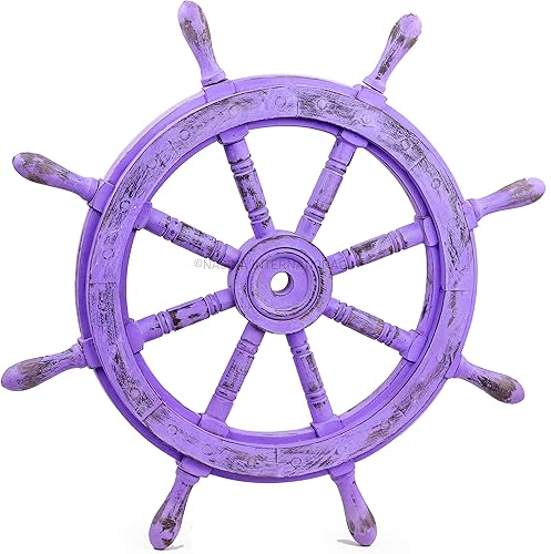 Nagina International Rueda de barco de capitán vintage de madera náutica, regalos piratas para decoración del hogar, para colgar en la pared del