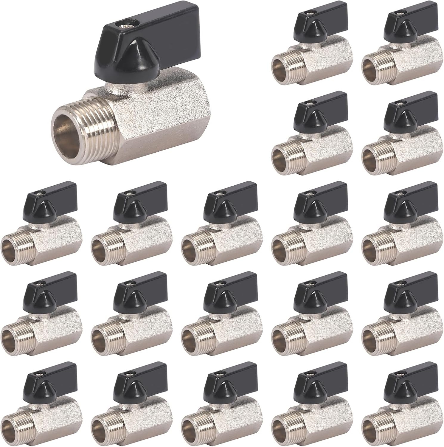 20 Pack Mini Brass Ball Valve 3/8 Inch NPT Ball Valve 3/8'' Female x Male Threaded Shut-Off Valve Plumbing Fitting for Water Oil Gas