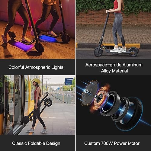 Miniatura 5 de Segway Ninebot E22 - Patineta scooter eléctrica E45, potencia mejorada del motor, llantas de densidad dual de 9 pulgadas, ligero y plegable.