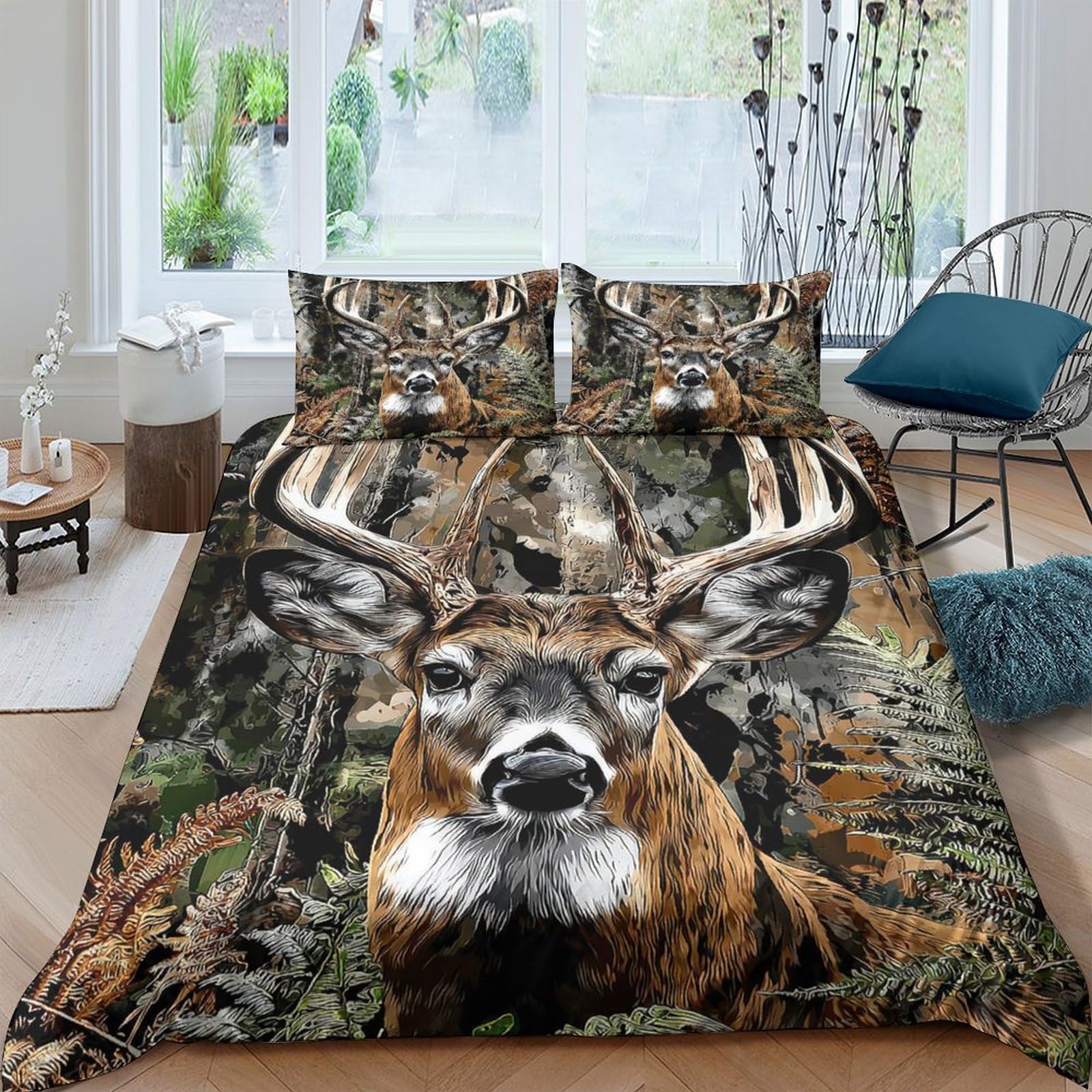 Ctjqhvkz Style-8 3D Printed Deer Forest Fitted Sheet Microfiber Soft Non-Slip Bed Cover For Bedroom Dorm Mattress Decoration Single（135X200cm）