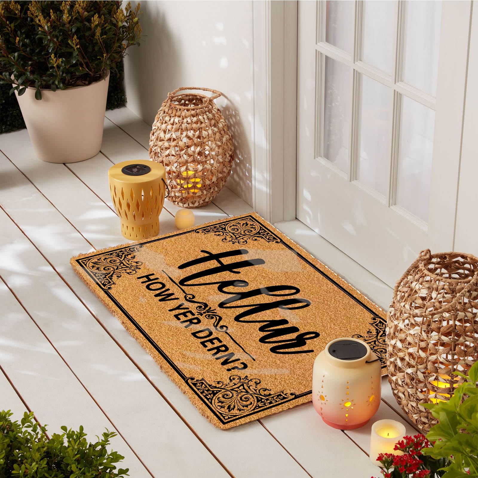 Hellur How Yer Dern Paillasson d'extérieur 60 x 40 cm – Tapis de bienvenue pour entrée extérieure, tapis de porte d'entrée, tapis en caoutchouc pour l'extérieur, design amusant