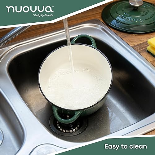 Vista 48 de Nuovva - Olla holandesa de hierro fundido con tapa – Cacerola esmaltada apta para horno hasta 500° F antiadherente – Utensilios de cocina Rojo