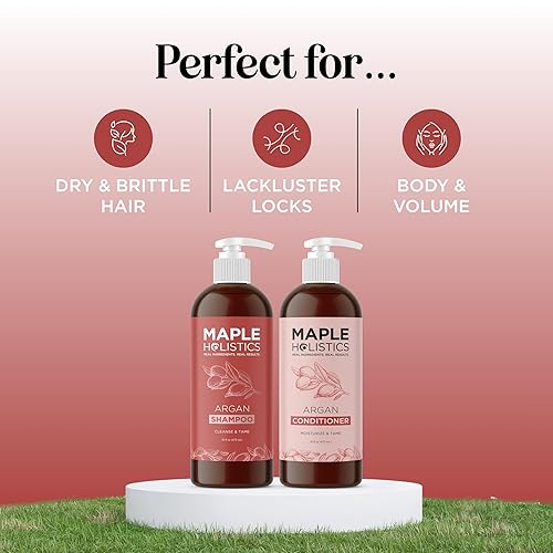 Miniatura 38 de Champú y acondicionador de aceite de argán de Marruecos, sin sulfato, juego de champú y acondicionador para cabello teñido - Champú y acondicionador