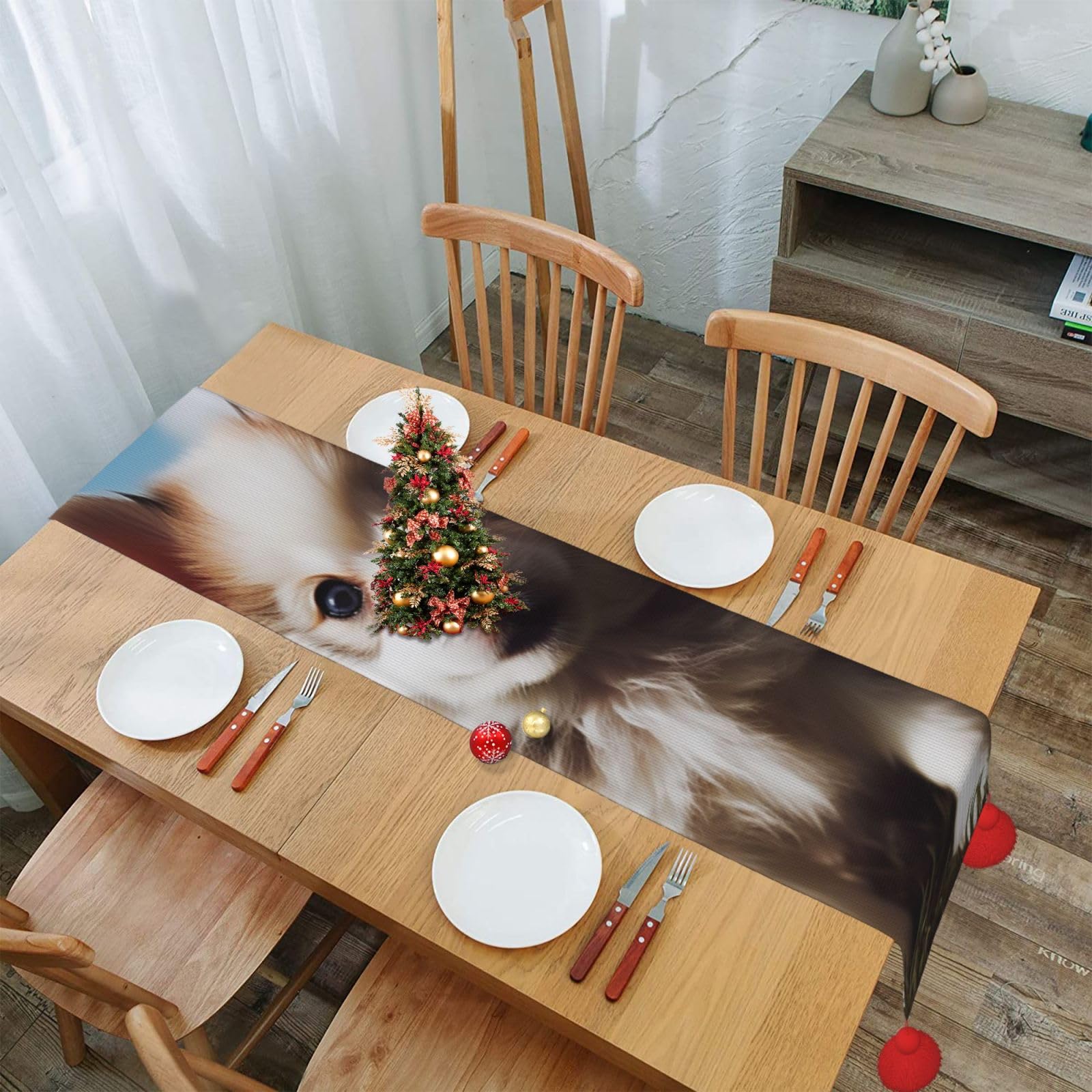 Chemin de table automne et Noël pour une décoration de table festive et chaleureuse