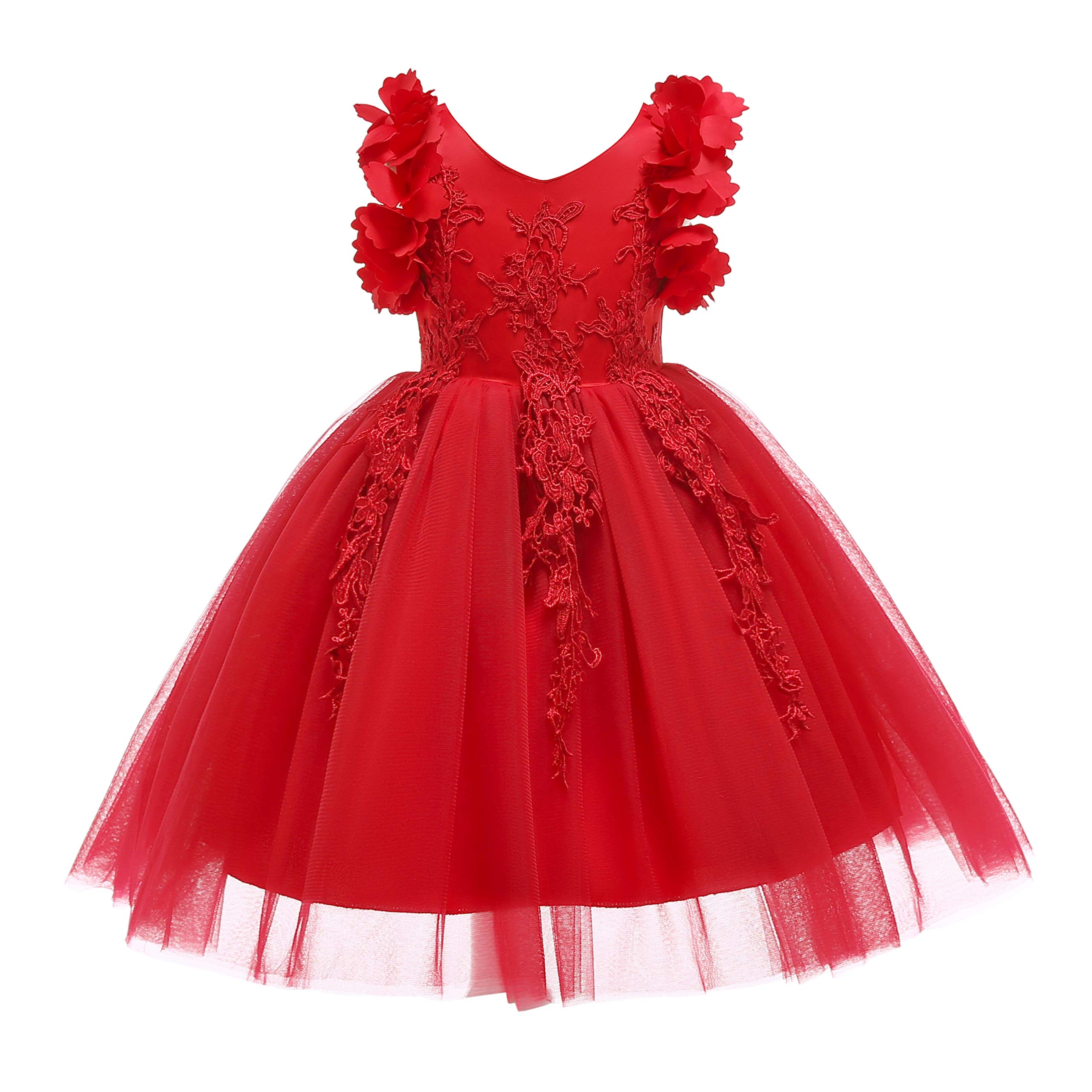 Weileenice Flower Girl Lace Dress Pageant Kids Wedding Christmas Holiday Party Dresses