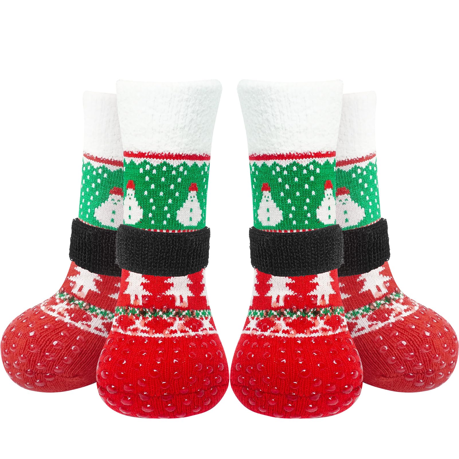 EXPAWLORER Christmas Anti-Slip Soft Dog Socks for Hardwood Floor,Warm Dog Shoes,Paw Protectors for Cold Pavement,Prevent Licking,Traction Control for Small Medium Large Senior Dogs