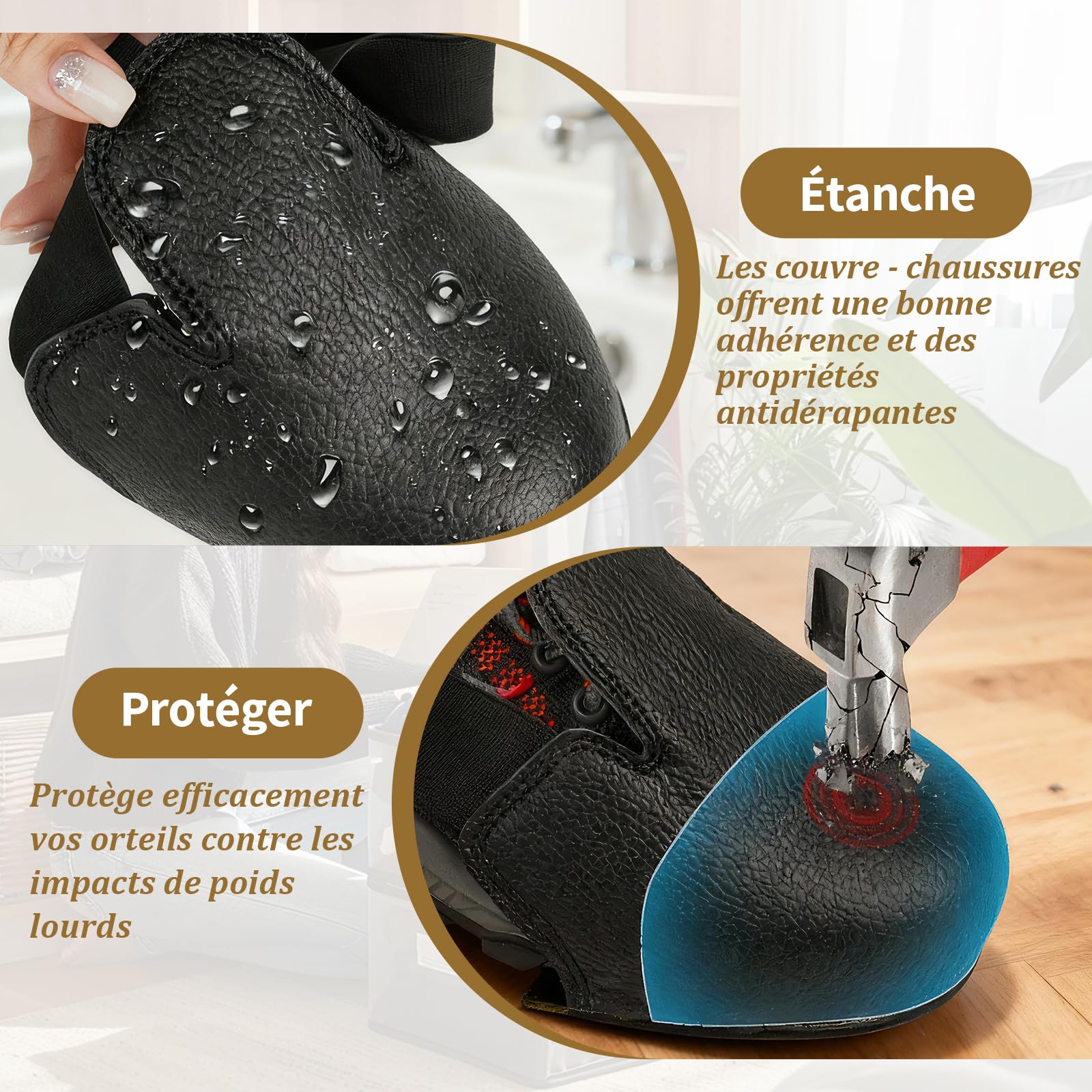Sharplace Couvre-Chaussures de Sécurité avec Embout en Acier, Surchaussures de Sécurité, Chaussures de Protection Anti-écrasement, Semelle Antidérapante, Protection Industrielle Universelle
