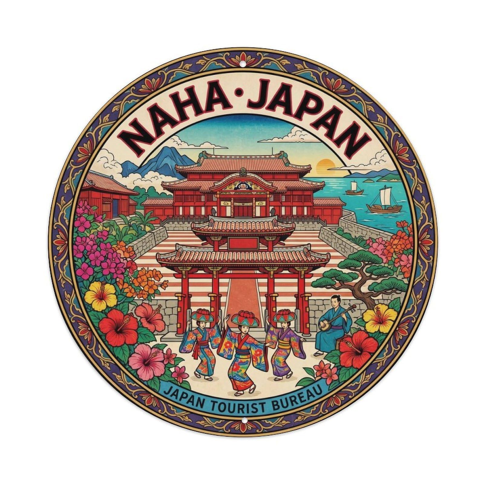 Okinawa Naha Shuri Castle Ryukyu Dance Food Culture Metal Tin Sign