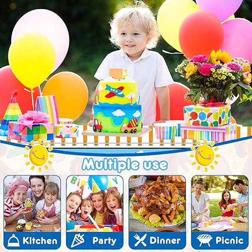 Miniatura 5 de Irenare 3 manteles de plástico de tren para fiestas de cumpleaños, manteles para niños, decoraciones de fiesta, 51 x 87 pulgadas