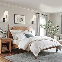 Vista 5 de Pauwer Juego de 2 apliques de pared delgados de tela blanca, aplique de pared para interiores, soporte de columna, lámparas de pared para Negro