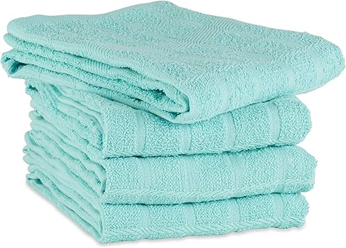 Miniatura 2 de DII Basic Terry Collection - Juego de paños de cocina con ventana, 16 x 26 pulgadas, color aguamarina sólido, 4 piezas