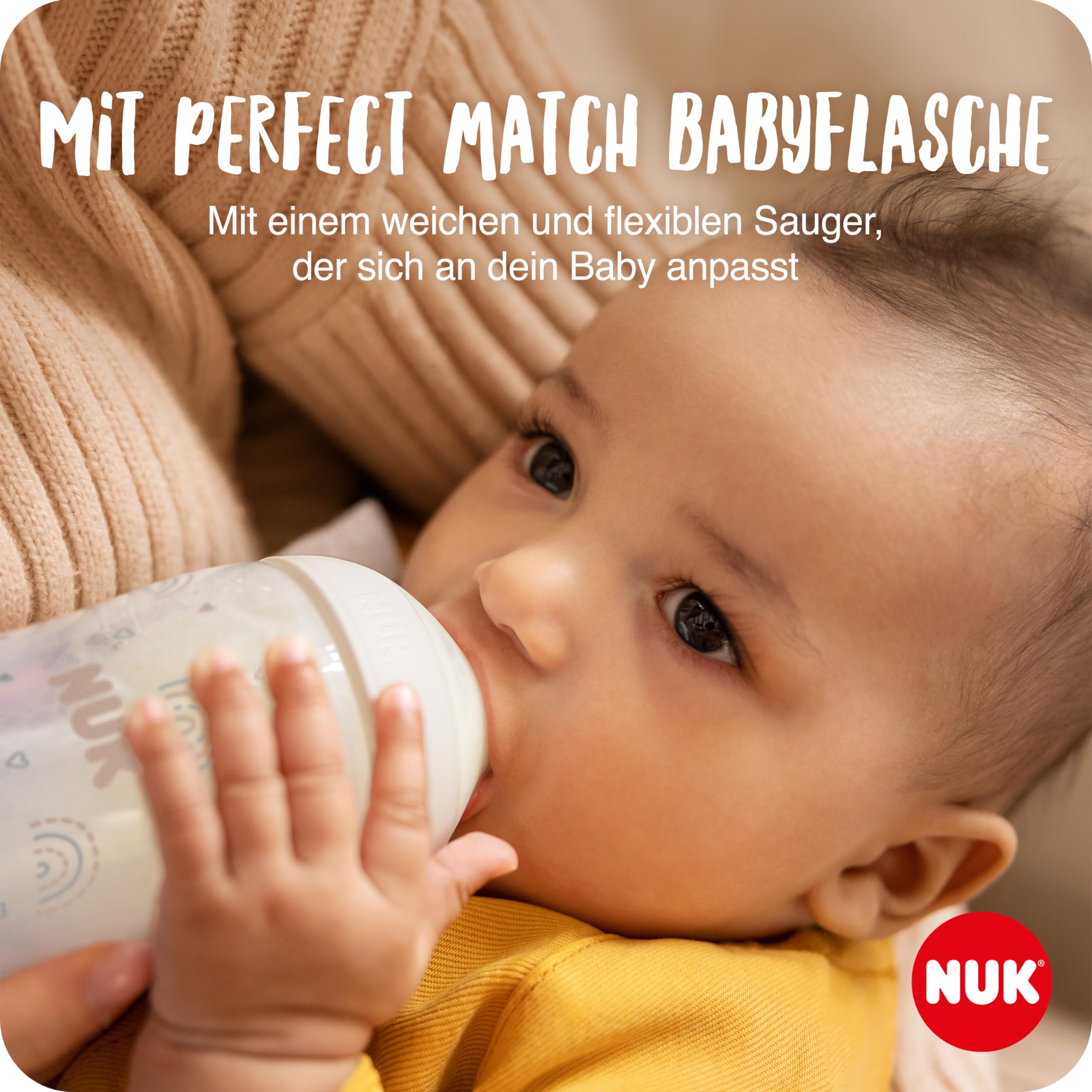NUK Handmilchpumpe | Weiches Silikonkissen | Ergonomischer Pumphebel | Mit Perfect Match Babyflasche | 150 ml