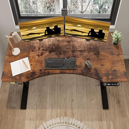 Miniatura 46 de Escritorio eléctrico de pie de altura ajustable, escritorio de computadora de pie sentado de 55 x 24 pulgadas, mesa de escritorio de pie para Negro