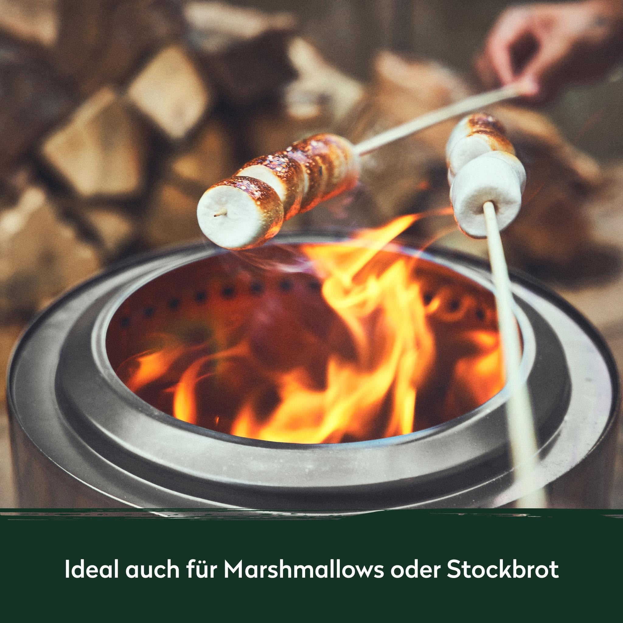 BURNHARD® Feuerschale Edelstahl 50 cm, inkl. Aufbewahrungstasche, Feuertonne, Feuerkorb, raucharme Sekundär-Verbrennung, langlebig & mobil für Garten, Terrasse & Balkon