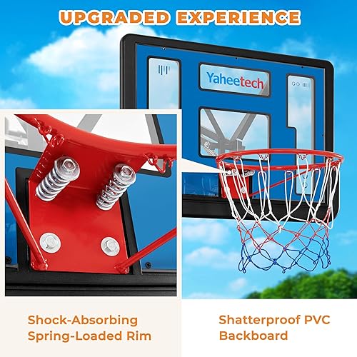 Miniatura 4 de Yaheetech Aro de baloncesto portátil con sistema de portería de baloncesto para interiores y exteriores, altura del aro ajustable de 7.5 a 10 pies