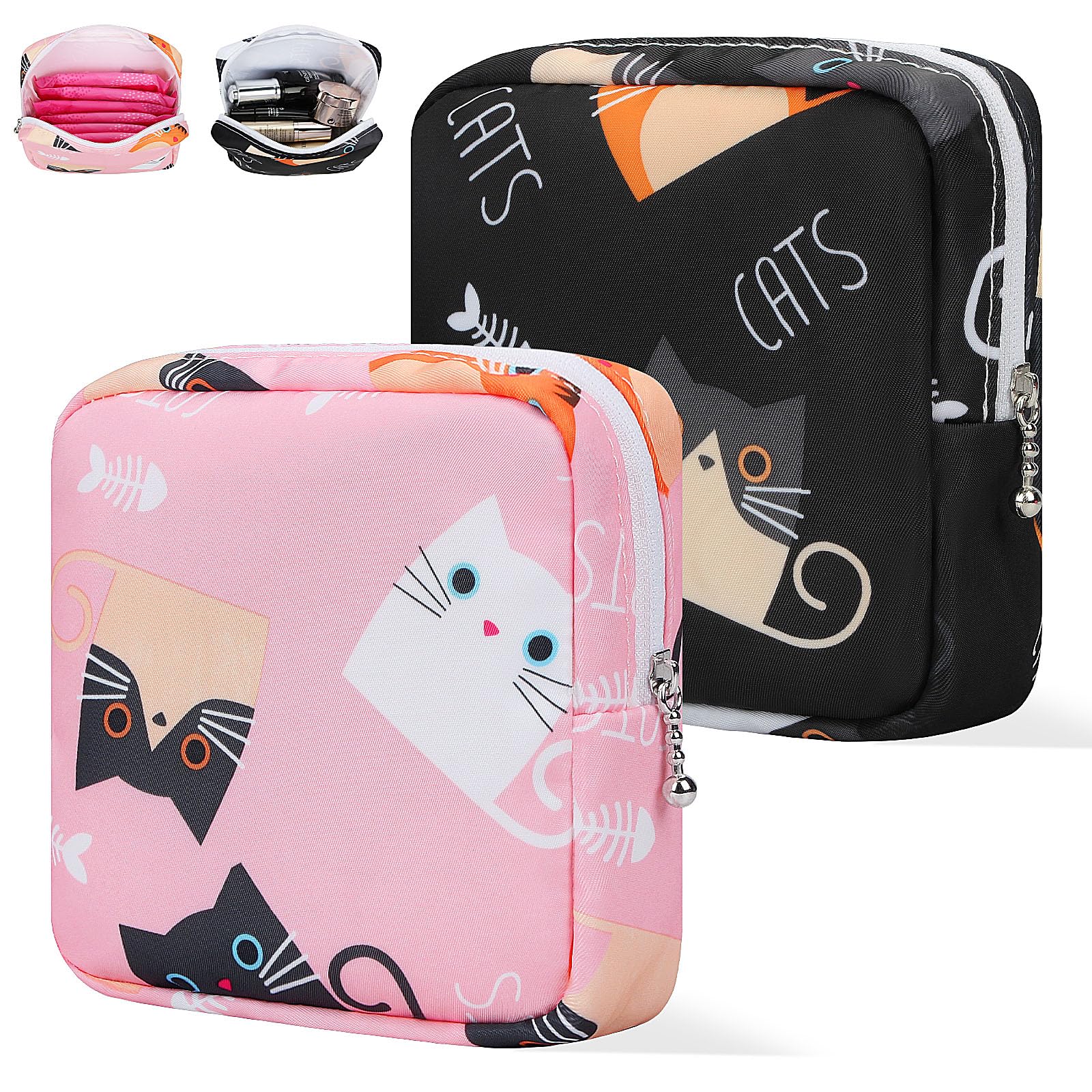 Likesing 5.1" Mini Makeup Bag for Purse, Nylon Small Makeup Pouch Travel Cosmetic Make up Bags for Women Girls, Cute Preppy Mini Toiletry Bag Coin