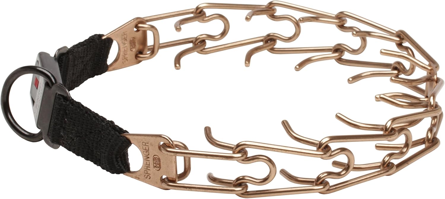 New Product Herm Sprenger Curogan Ultra-Plus Prong Collar with Center-Plate and Click-Lock Buckle - 3.2 mm x 20 1/2 inches