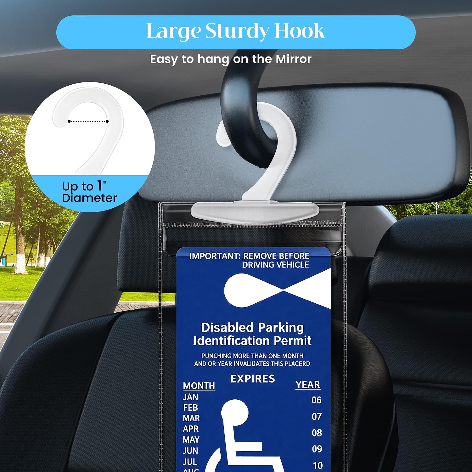 CASMONAL 6 Pack Handicap Placard Holder, Plastic Disability Parking Permit Protective Cover | Transparent Plastic Protector,Waterproof Anti-scratch,Easy Hang Design,Durable for Car Truck RV Parking Tag Storage