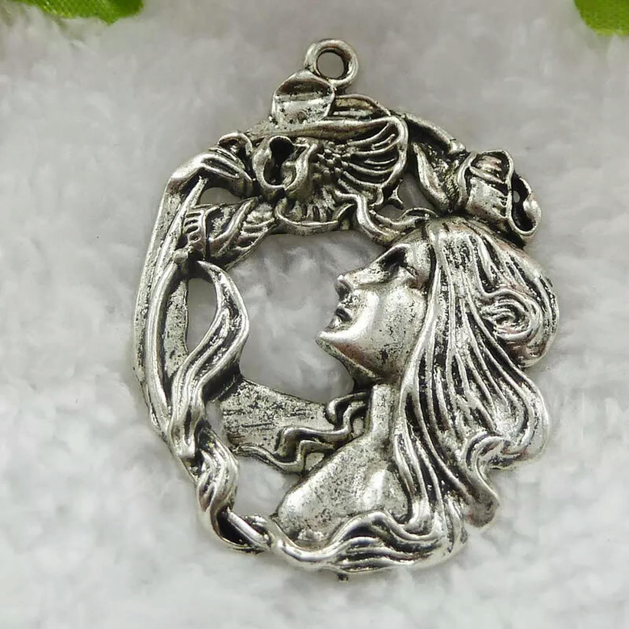 Pendentifs féeriques en argent tibétain B200 de 48 x 34 mm pour loisirs créatifs x32