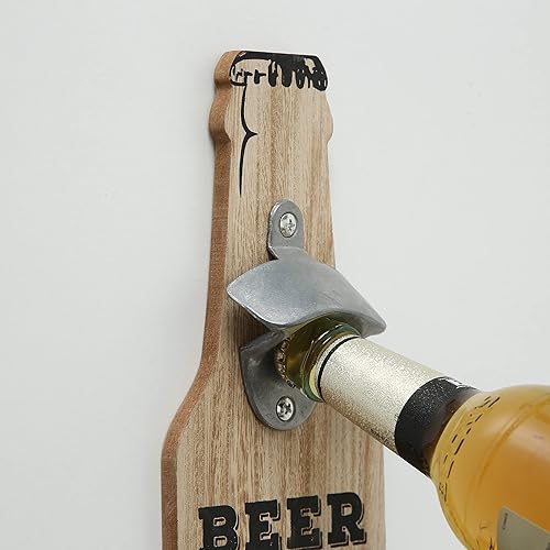 Miniatura 4 de Americana Beer Is Cheap Than Therapy, placa de pared para abrebotellas, estilo silo, madera de panel plano, metal, 11 34 pulgadas de alto, colgador