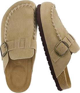 Canoe Genuine Suede Clogs for Women Footwear with Moc Toe Design – Casual Slip On Womens Shoes