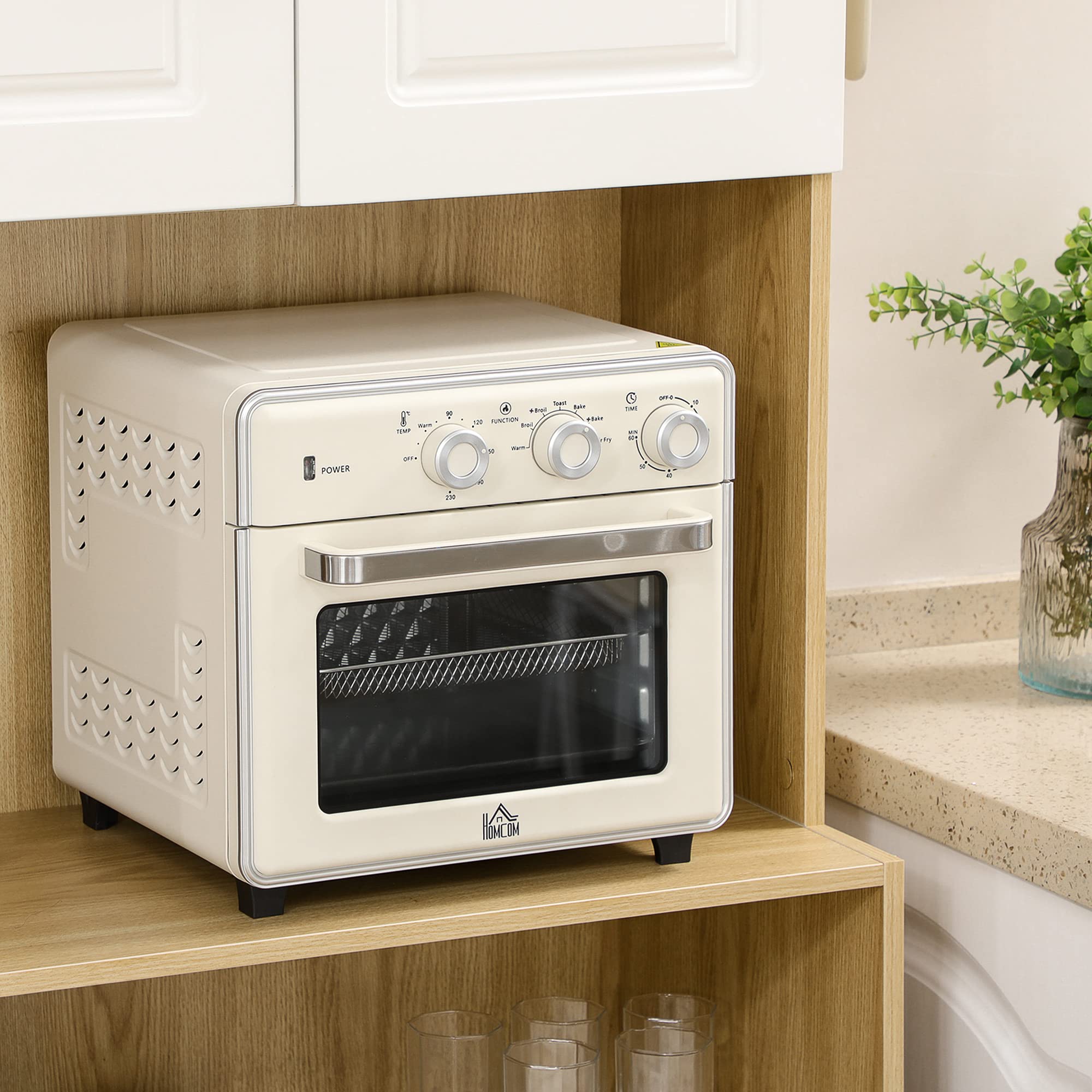 HOMCOM Mobile Dispensa Alto in Truciolato Bianco e color Legno a 4 Ante con Armadietti e Ripiano Aperto, per Cucina e Soggiorno, 80x40x180 cm