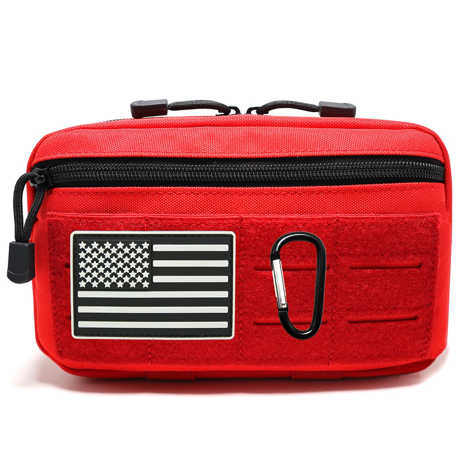 Molle Pouches, Tactical Molle Utility Pouch, Small Tactical Bag, Belt Pouch, Compact Water-Resistant EDC Pouch with Carabiners (Red 1 PCS)
