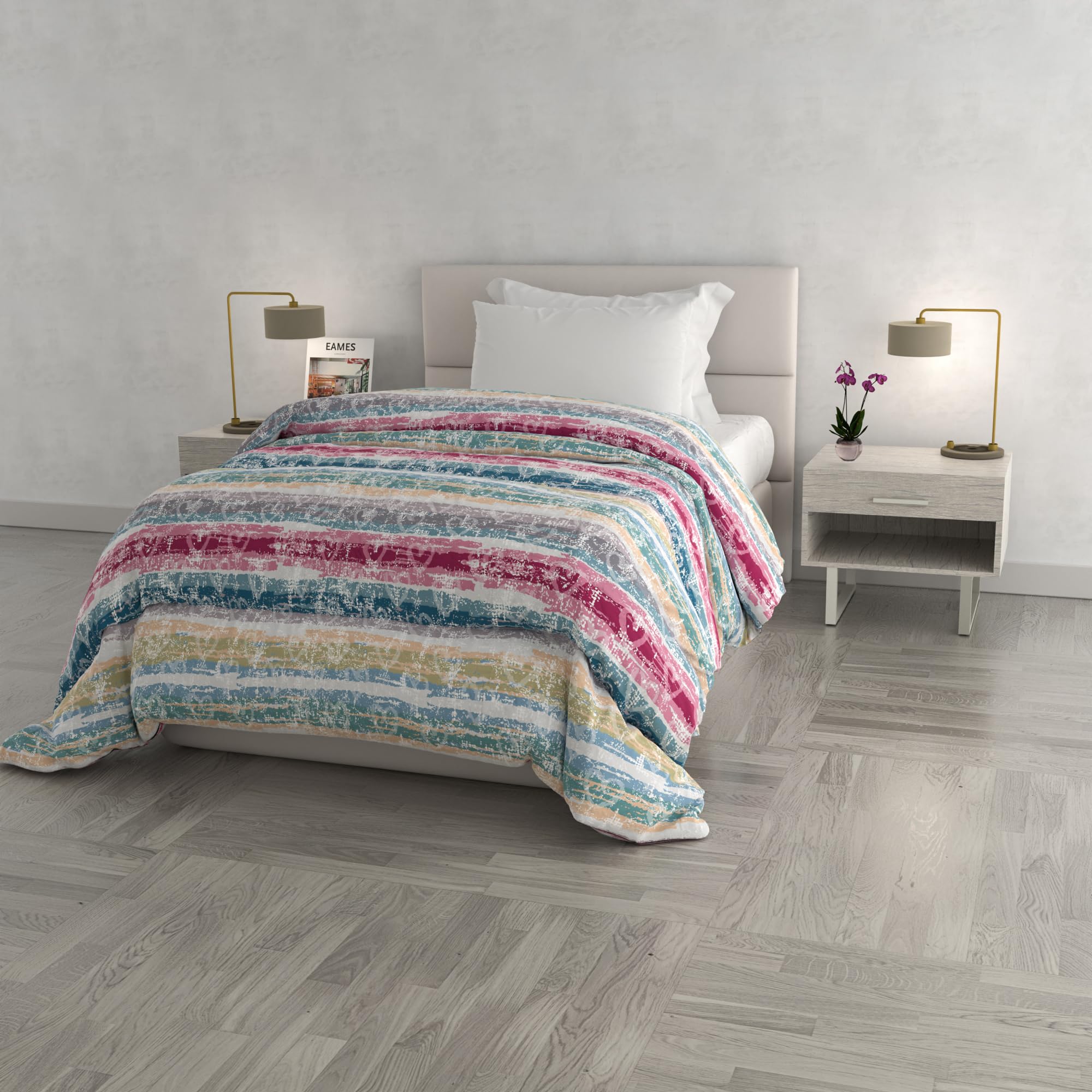 Italian Bed Linen Printed FASHION winter quilt, polyester, Love lines, 220x260cm