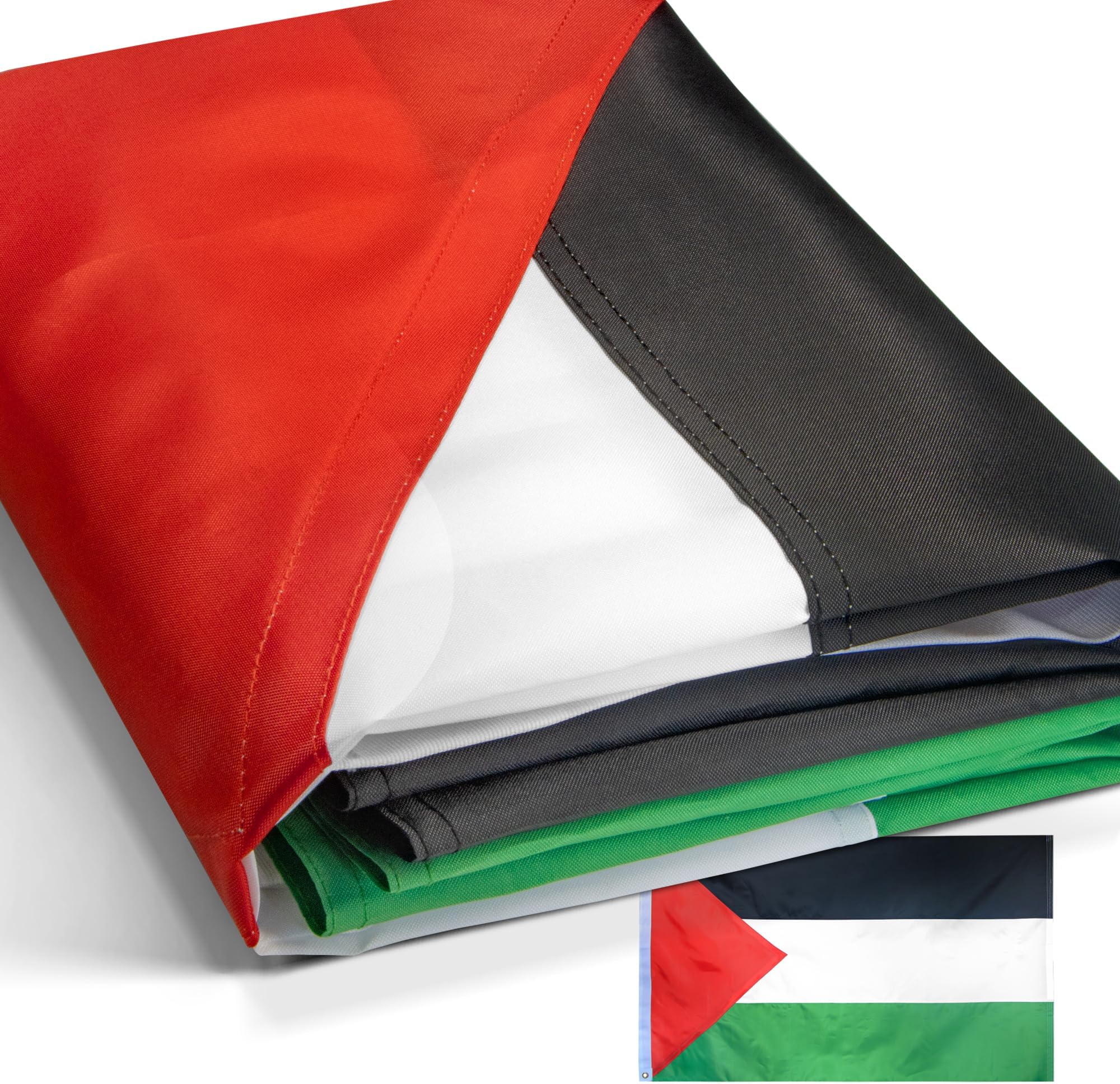 Anley EverStrong Series Palestine Flag 3x5 Ft - Heavy Duty Canvas Header - 4 Rows of Lock Stitching - Palestinian National Flag with Brass Grommets 3 X 5 Ft