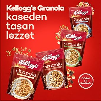 KELLOGG'S Granola Beyaz Çikolatali & Antep Fıstıklı 300 gr x 12 Adet,%46 Yulaf, Lif Kaynağı, Antioksidan İçerir, Kahvaltılık Gevrek, Müsli
