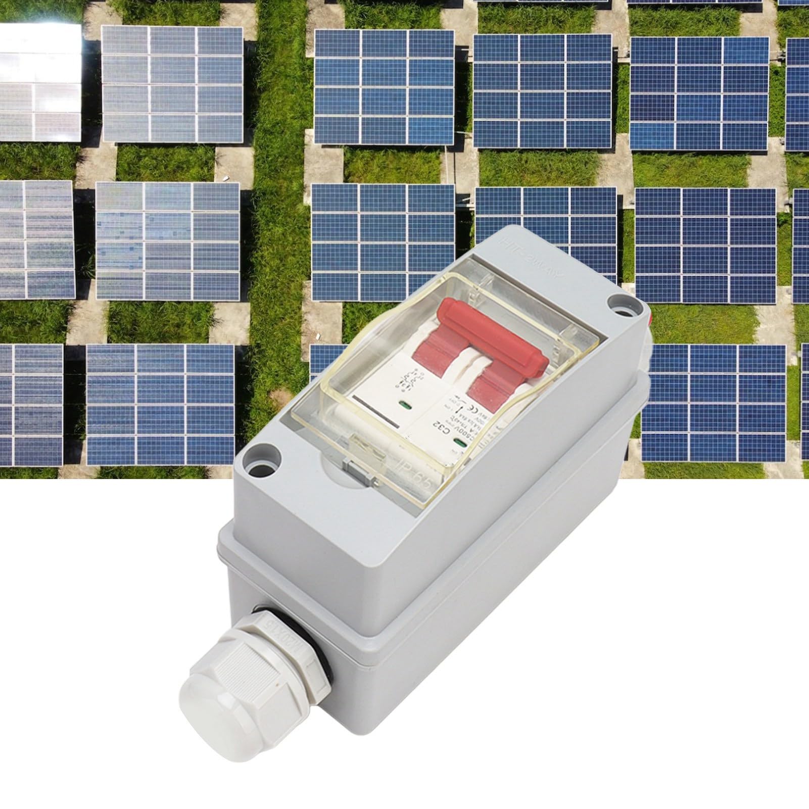 Caja Combinadora de CC Solar Fotovoltaica de 500 V con Protección contra Sobretensión y Rayos, Disyuntor Doméstico, para Conectado a la Red de Paneles Solares, (Sin cable)