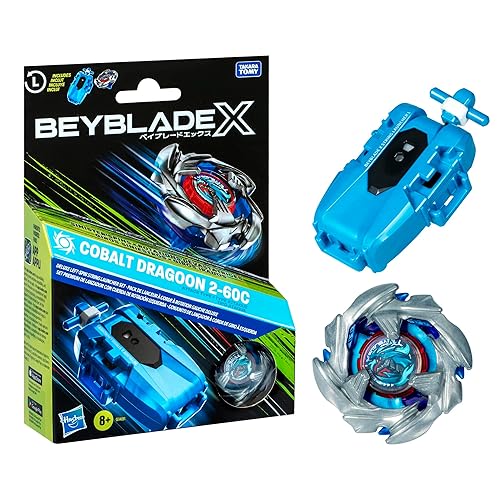 Beyblade X Cobalt Dragoon 2-60C Deluxe Left-Spin String Launcher Set with Attack Type Top Left-Spinning Top Toy; Great Gift for 8 Year Old Boys and Girls